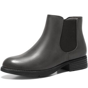 Gray Ankle Chelsea Boots with Elastic Panels